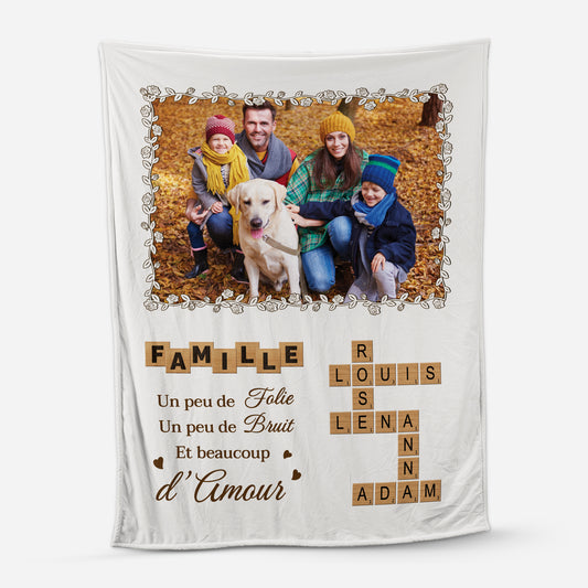 6003BFR1 plaid personnalise avec photo amour de famille avec mots croises 6003b3vzi