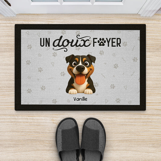 6005DFR2 paillasson personnalise chat notre doux foyer 6005d3vtc