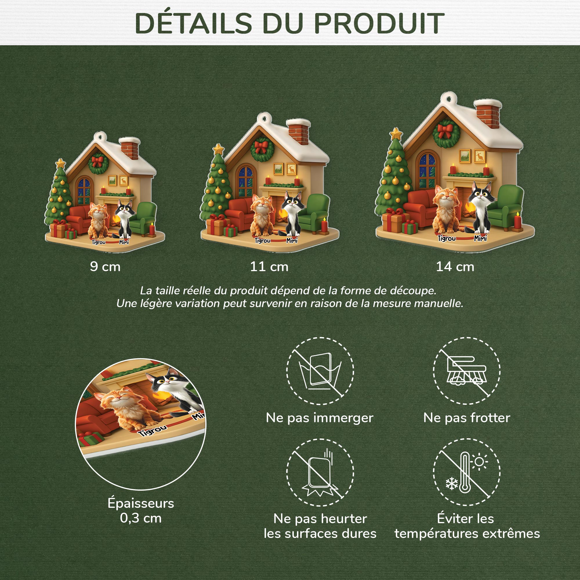 6013OFR1 ornement acrylique personnalise avec chat salon de noel 6013o86ac3