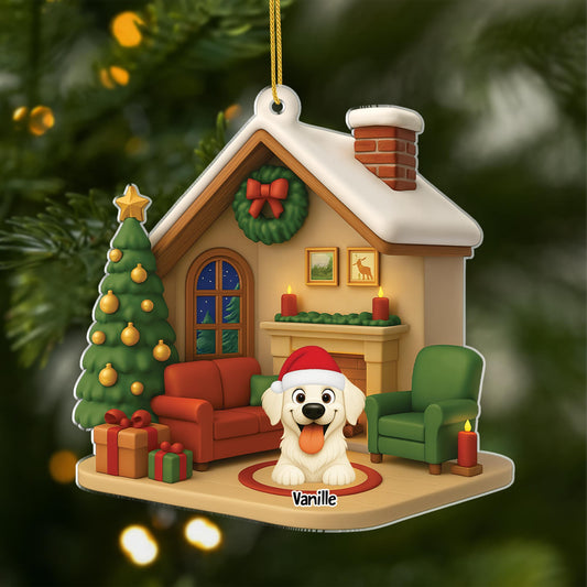 6013OFR1 ornement acrylique personnalise avec chien salon de noel 6013o86ad