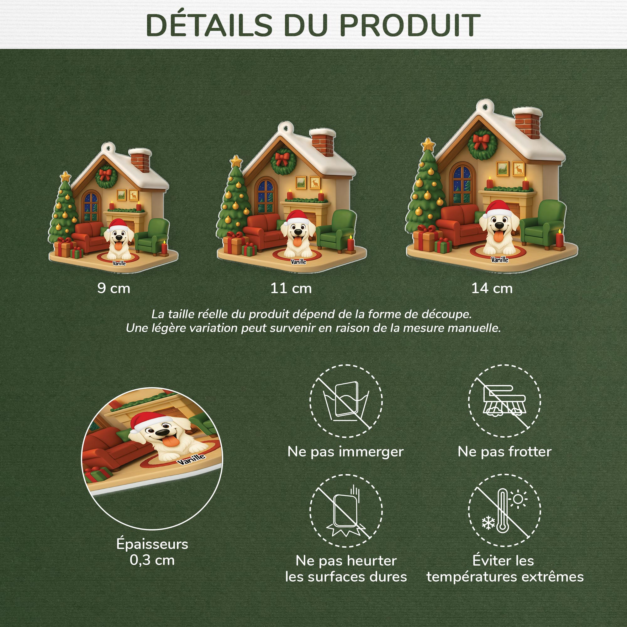 6013OFR1 ornement acrylique personnalise avec chien salon de noel 6013o86ad3