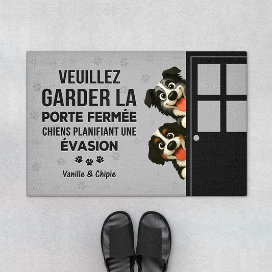 6016DFR1 paillasson chien personnalise veuillez garder la porte fermee 6016dkz5c