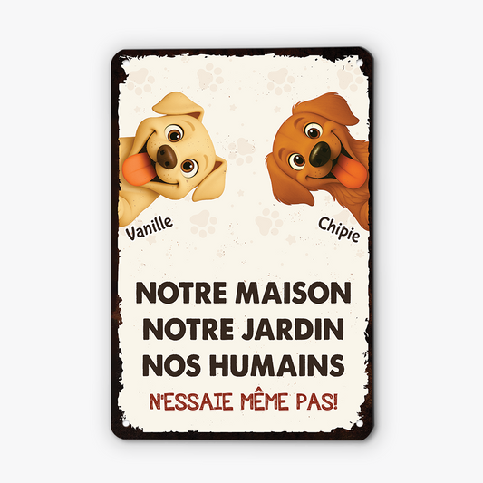 6028EFR1 plaque en metal personnalisee avec chien notre maison notre humain 6028e8t5d