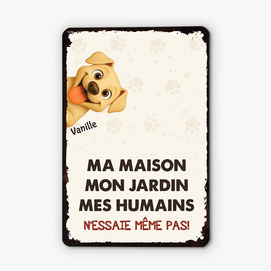 6028EFR2 plaque en metal personnalisee avec chien notre maison notre humain 6028e8t5d