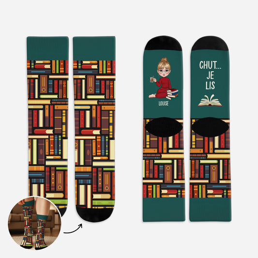 6029JFR1 chaussettes personnalisees chut une fille lit ses livres 6029j6q5a_8b8923b8 6caa 400c 9e9a 91717b9f68ae