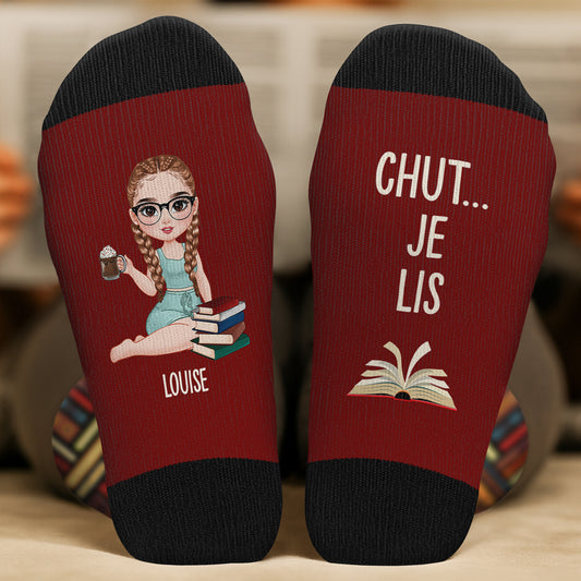 6029JFR2 chaussettes personnalisees chut une fille lit ses livres 6029j6q5a_9d9ecd69 5e59 4c99 93a8 5f14dce344c1