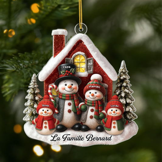 6036OFR1 ornement noel acrylique personnalise famille bonhomme de neige 6036ottmi