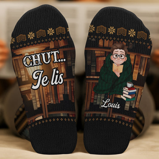 6051JFR2 chaussettes personnalisees pour femme et homme juste une fille qui aime les livres 6051jkvta