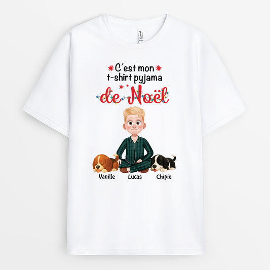 6063AFR1 t shirt personnalise avec chien pour femme et homme mon t shirt pyjama de noel 6063a8lnc