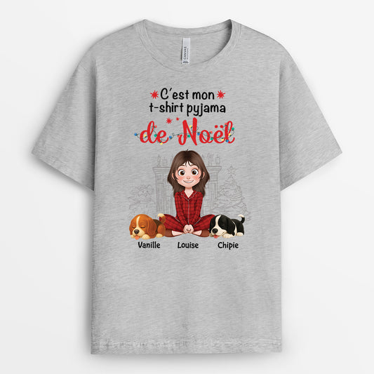 6063AFR2 t shirt personnalise avec chien pour femme et homme mon t shirt pyjama de noel 6063a8lnc
