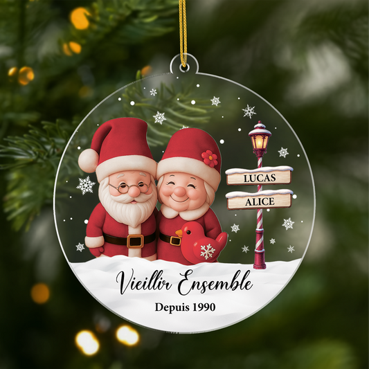 6070OFR1 ornement noel acrylique personnalise pour couple vieillir ensemble 6070okt5g
