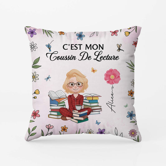 6074PFR1 coussin personnalise pour femme et homme qui aiment les livres mon coussin de lecture 6074p6tma
