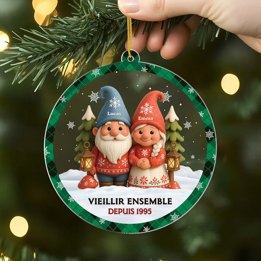 6087OFR2 ornement noel acrylique personnalise vieillir ensemble gnome couple 6087okl5g