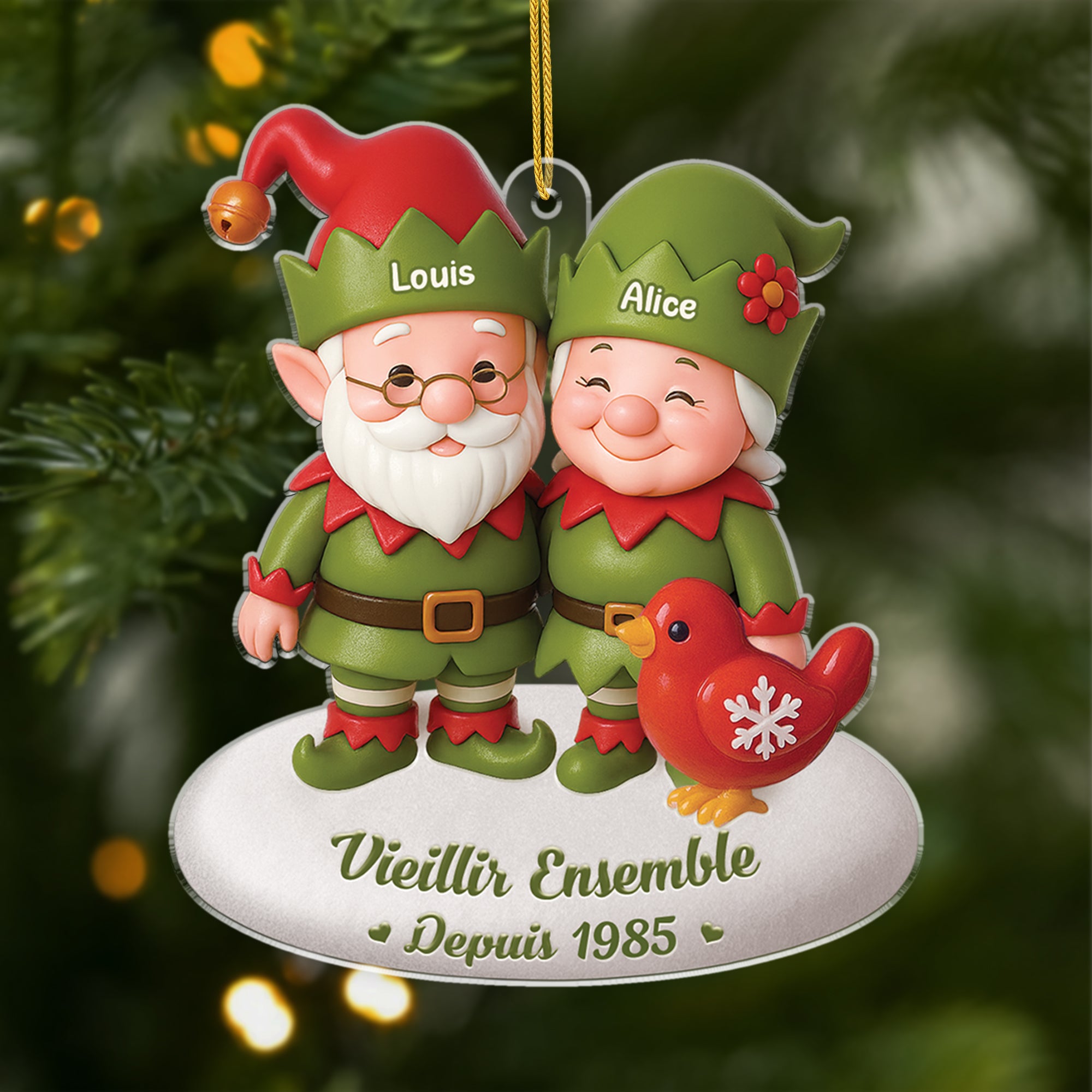 6092OFR1 effet dimpression 3d ornement acrylique personnalise couple vieillir ensemble 6092okhzg