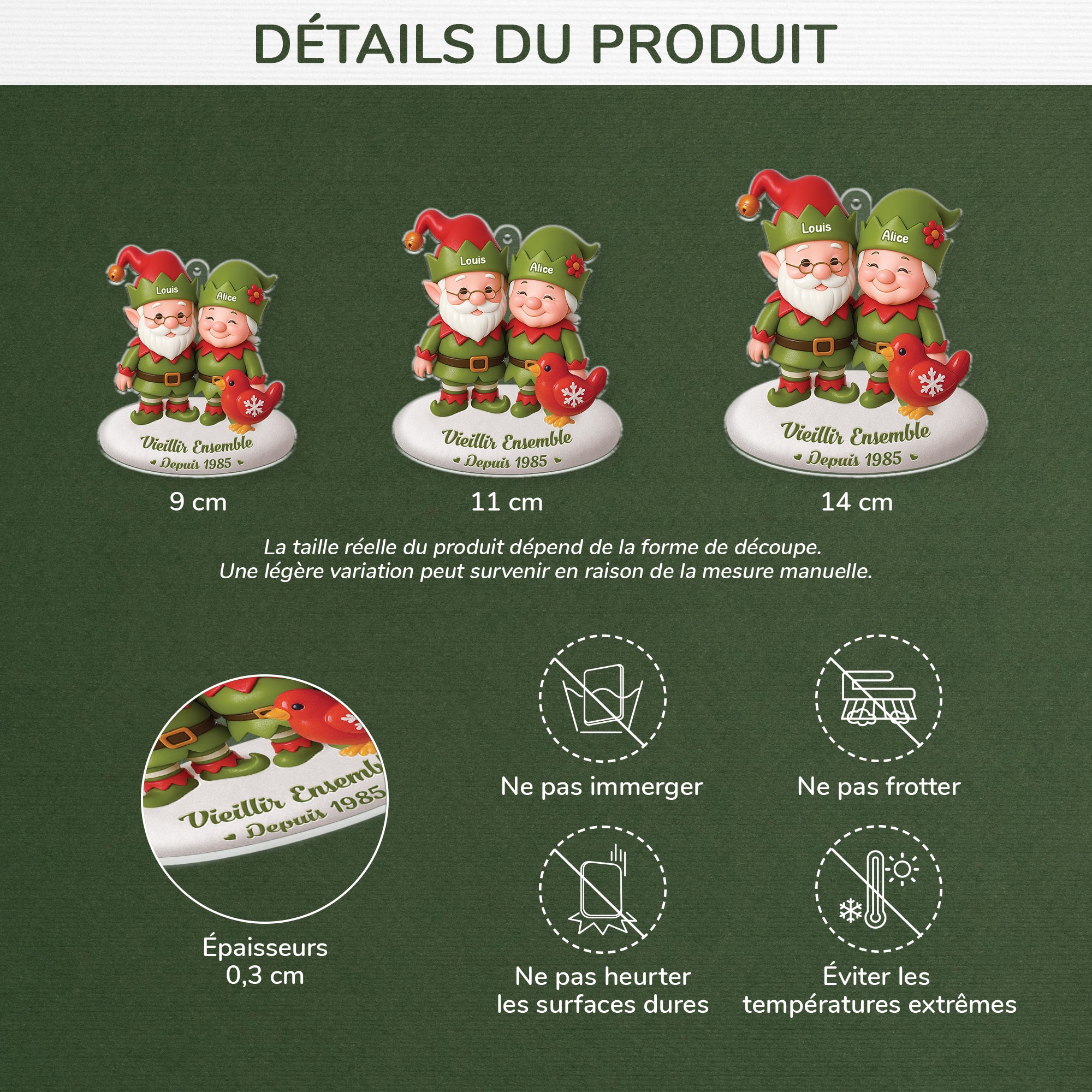 6092OFR3 effet dimpression 3d ornement acrylique personnalise couple vieillir ensemble 6092okhzg