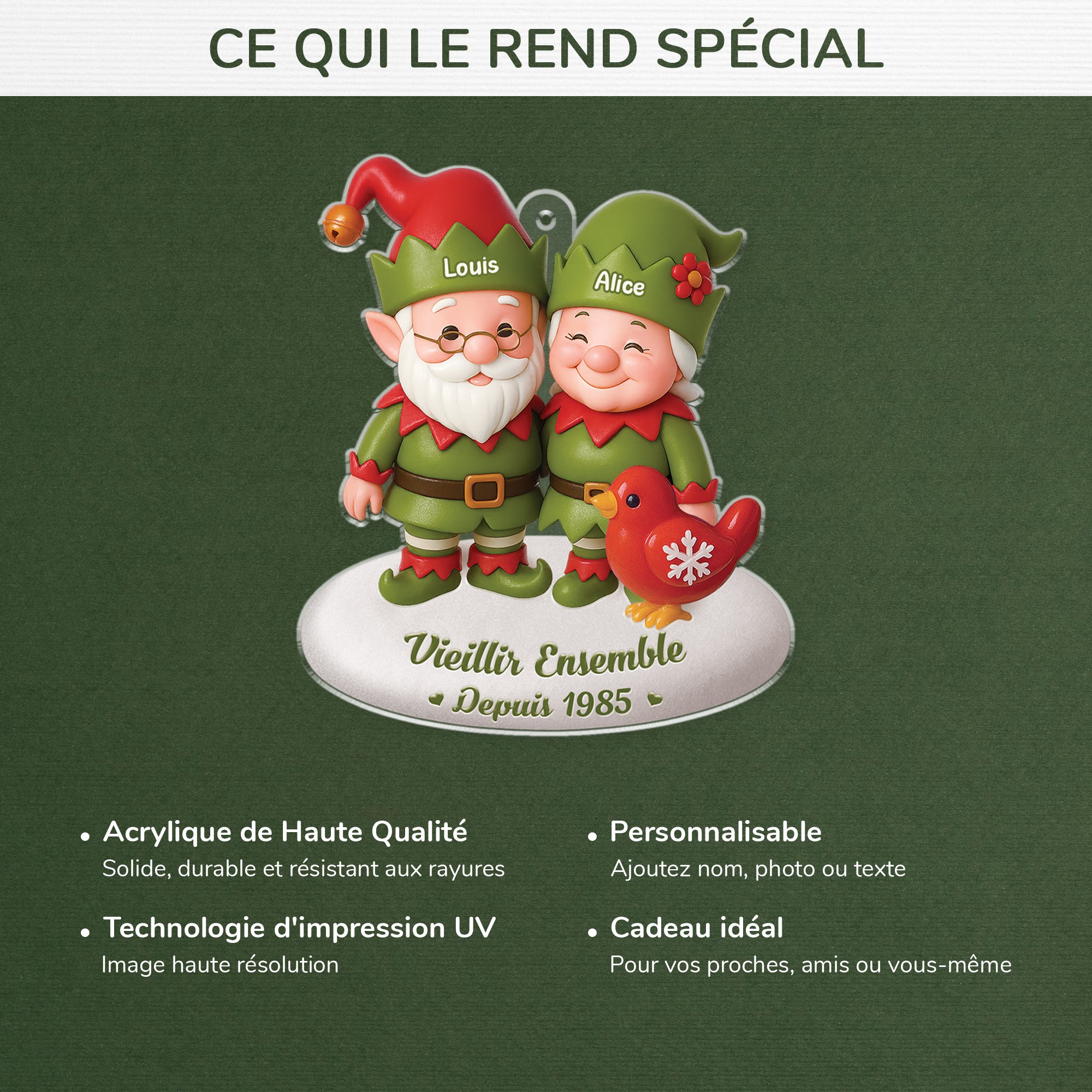 6092OFR4 effet dimpression 3d ornement acrylique personnalise couple vieillir ensemble 6092okhzg