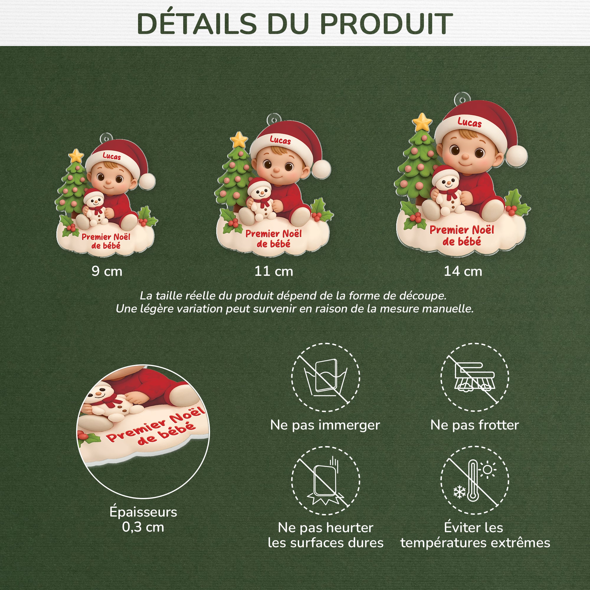 6096OFR3 effet dimpression 3d ornement acrylique personnalise cadeau bebe premier noel_ 6096okqnk