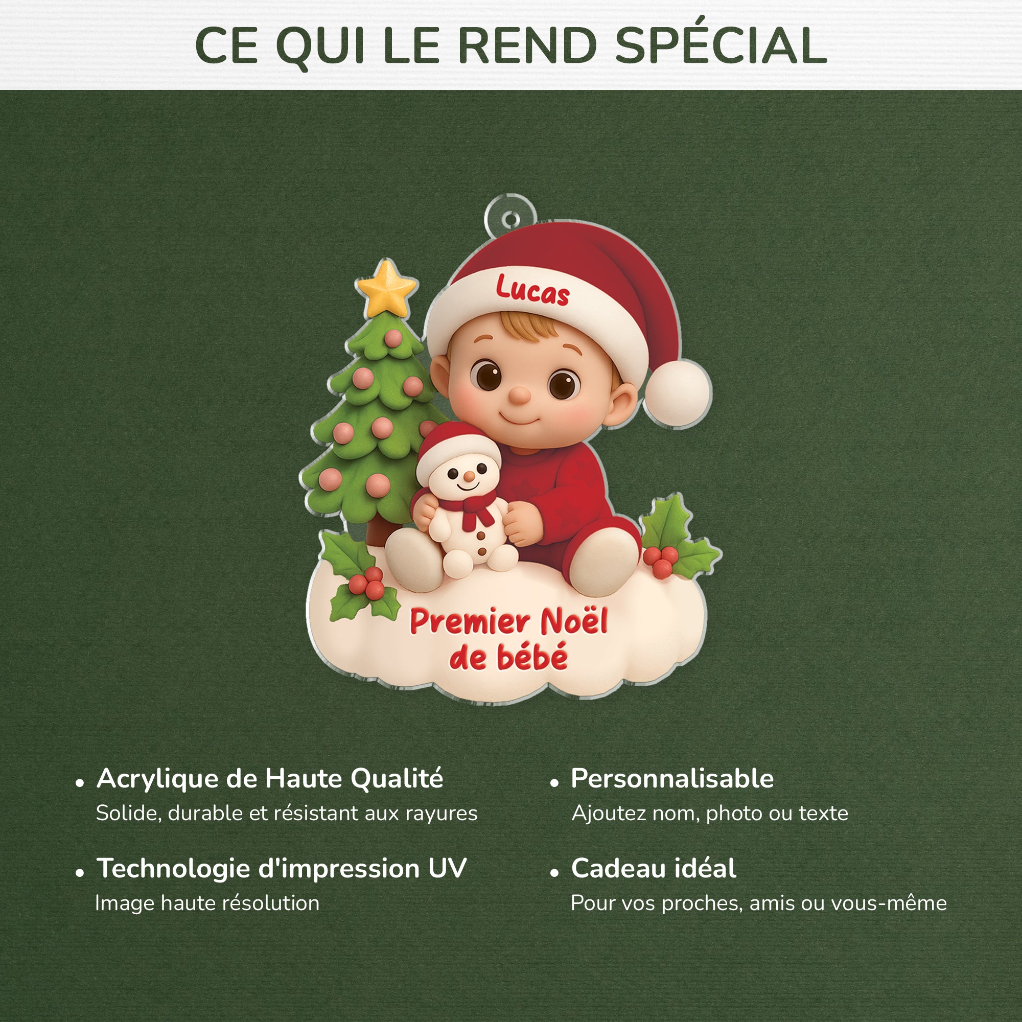 6096OFR4 effet dimpression 3d ornement acrylique personnalise cadeau bebe premier noel_ 6096okqnk