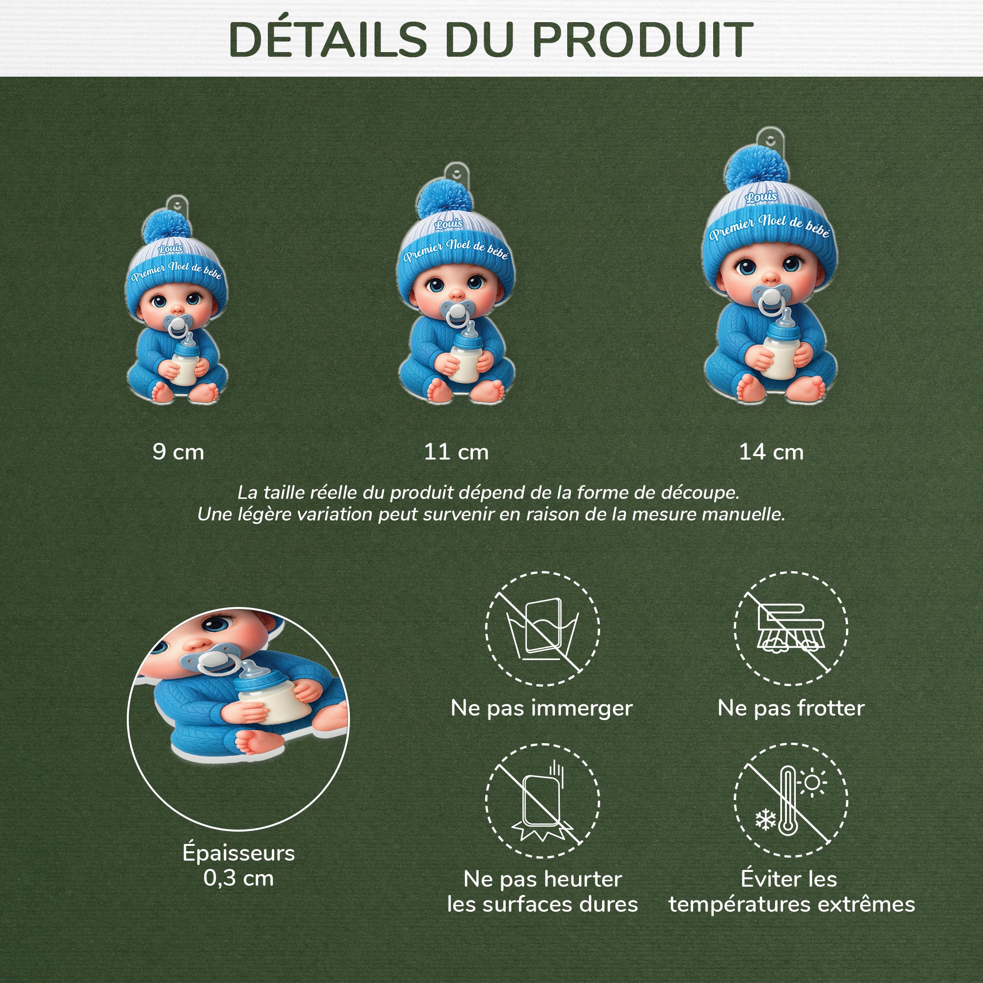 6097OFR3 effet dimpression 3d ornement acrylique personnalise cadeau pour premier noel bebe 6097o8qzk