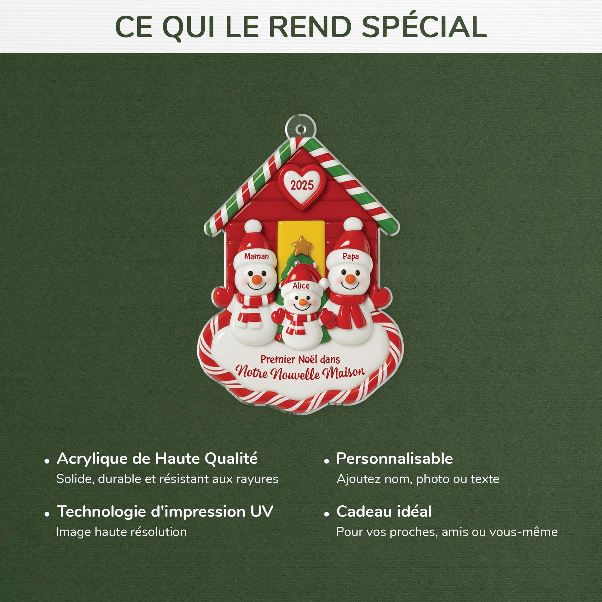 6099OFR4 effet dimpression 3d ornement acrylique personnalise famille premier noel dans nouvelle maison 6099okvni