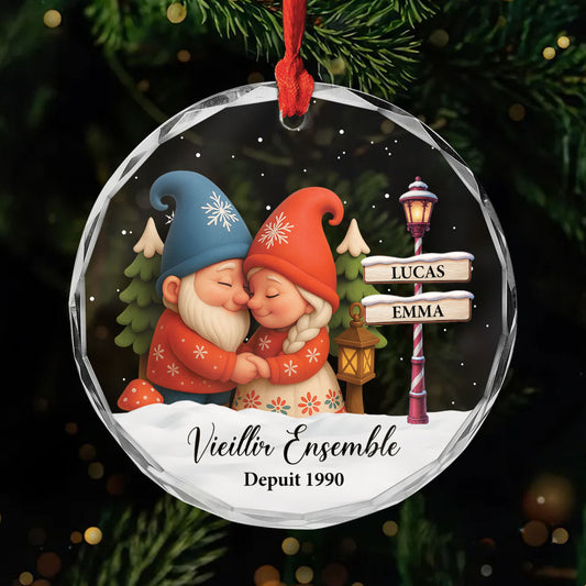 6104OFR1 ornement noel en verre personnalise vieillir ensemble couple gnome 6104o8v5g