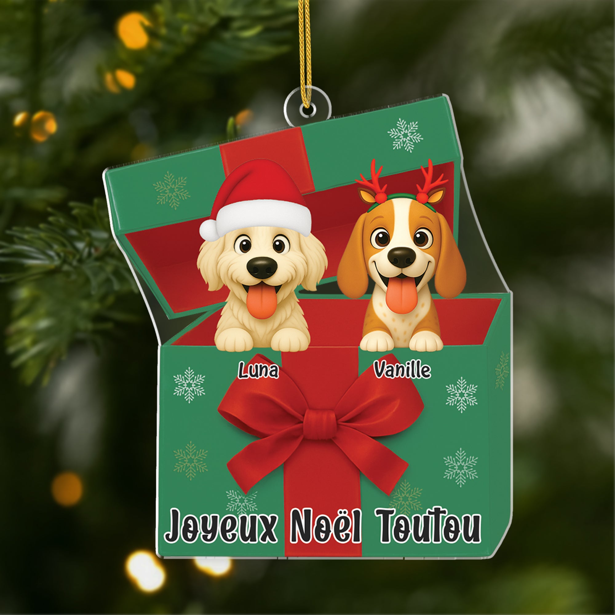 6106OFR1 effet dimpression 3d ornement acrylique personnalise avec chien joyeux noel toutou 6106oktnc
