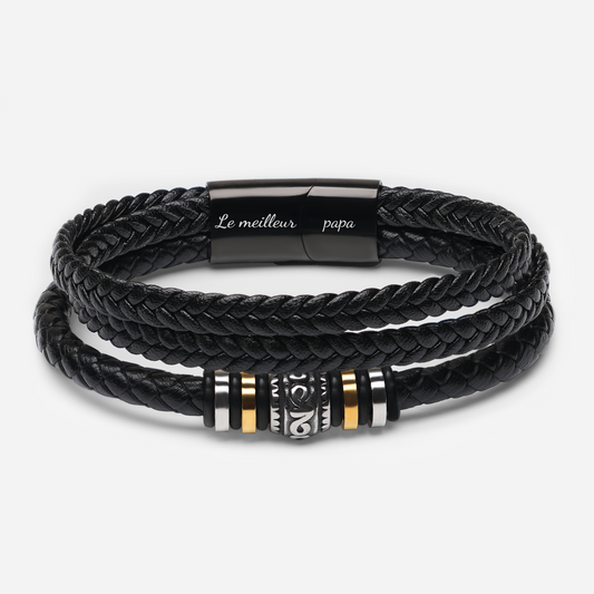 6110JFR1 bracelet en cuir tresse personnalise pour homme cadeau pour papa et papy 6110j0b0b