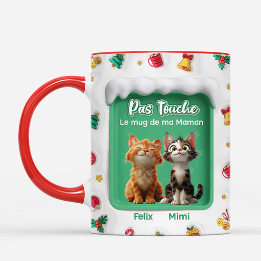 6119MFR2 effet dimpression 3d mug noel personnalise avec chat pas touche le mug de maman 6119mttzd
