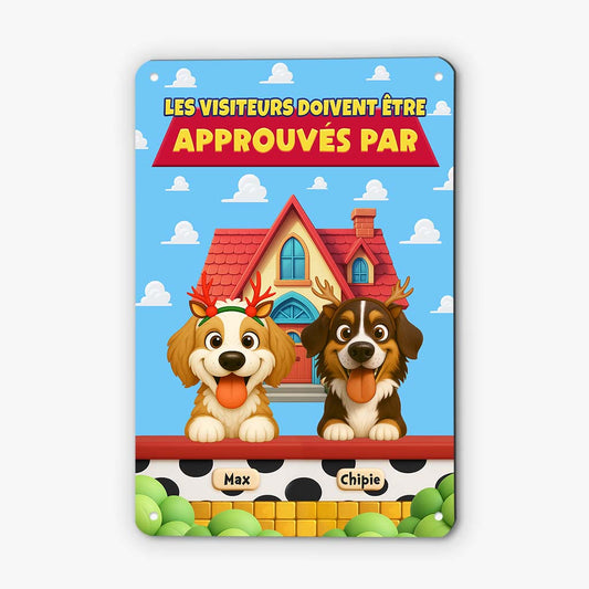 6126EFR1 plaque en metal personnalisee les visiteurs doivent etre approuves par chien 6126ekmzc