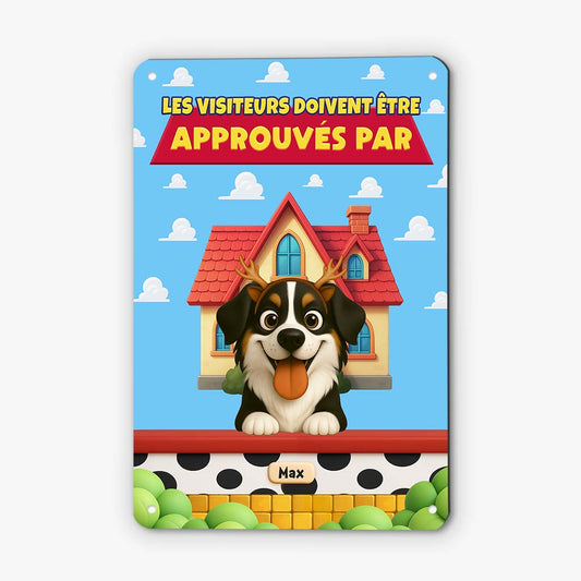 6126EFR2 plaque en metal personnalisee les visiteurs doivent etre approuves par chien 6126ekmzc