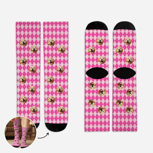 6136JFR1 chaussettes personnalisees avec photo pour femme et homme toi moi et chien 6136j3mnc