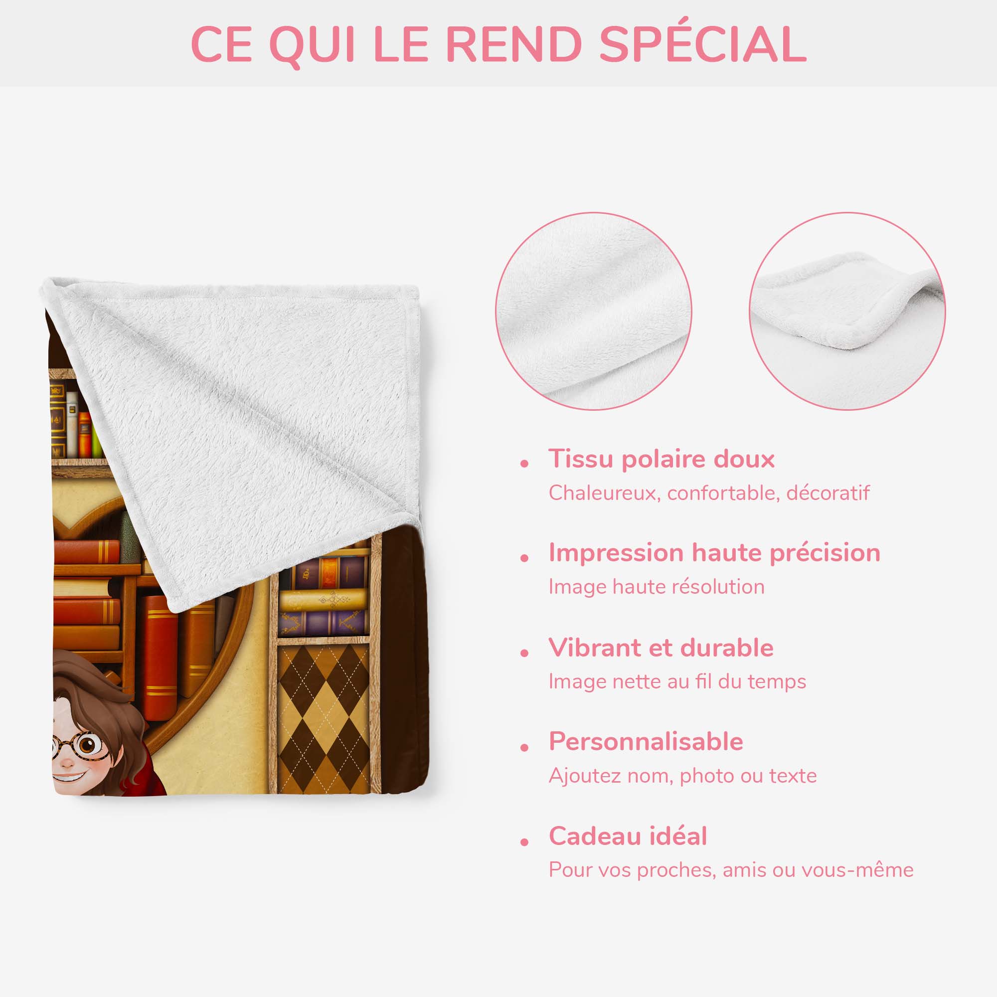 6149BFR4 plaid personnalise pour homme et femme juste une fille qui aime les livres 6149bkmaa