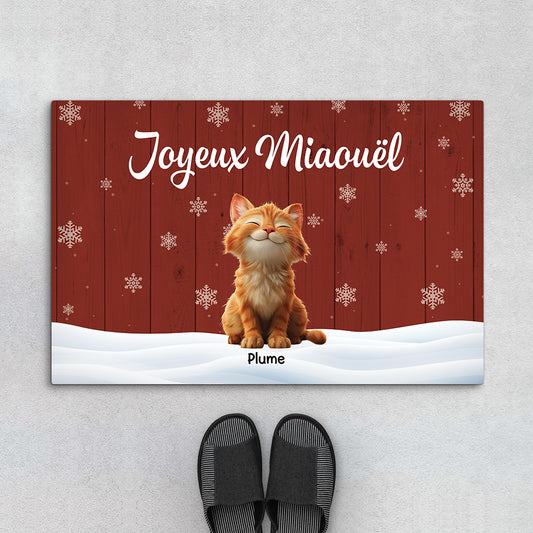6155DFR1 paillasson personnalise joyeux noel avec chat 6155dttnd