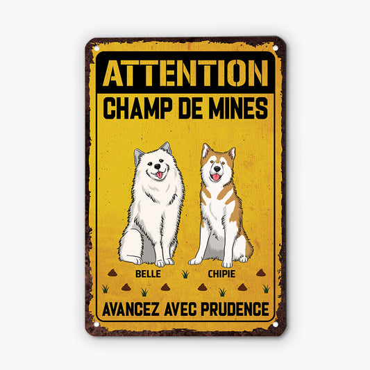 6157EFR2 plaque en metal personnalisee avec chien attention champ de mines 6157e8kzc