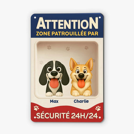 6158EFR1 plaque en metal personnalisee zone patrouillee par chiens 6158e8zzc