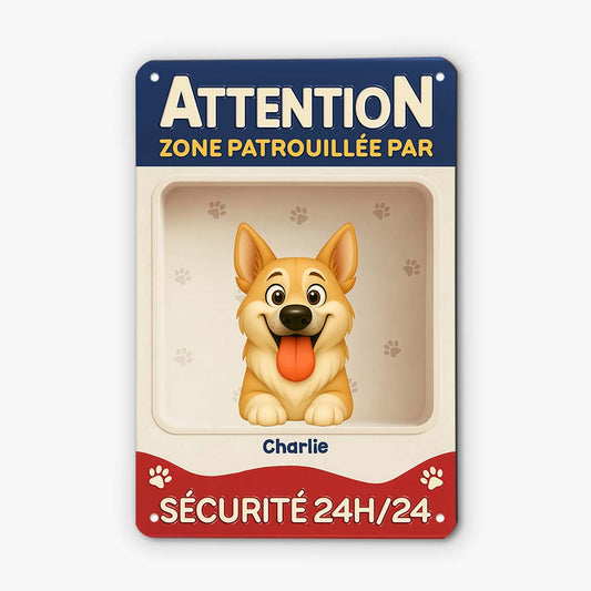 6158EFR2 plaque en metal personnalisee zone patrouillee par chiens 6158e8zzc