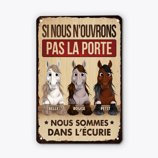 6163EFR1 plaque en metal personnalisee avec cheval nous sommes dans l_ecurie 6163e8qzu