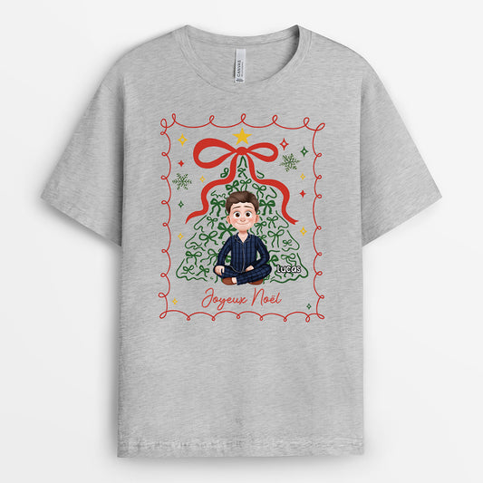 6164AFR2 t shirt personnalise noel pour femme et homme joyeux et lumineux 6164akmca