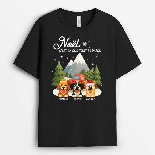 6167AFR1 t shirt personnalise camping avec chien noel c_est la que tout se passe 6167atyac