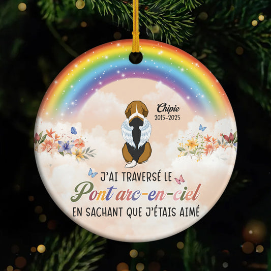 6176OFR1 ornement ceramique personnalise chien commemoratif traverser le pont arc en ciel 6176ok6qc