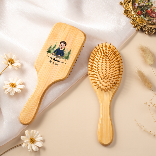 6178AFR2 brosse a cheveux personnalisee en bambou papa maman depuis 6178aq3tca
