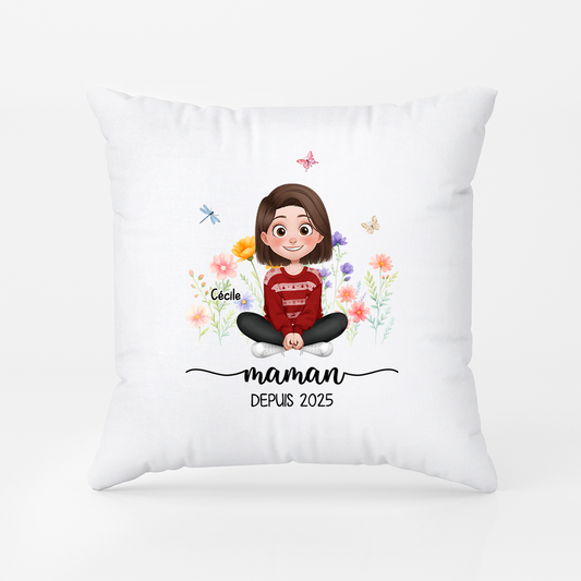 6178PFR2 coussin personnalise pour papa et maman maman avec fleur 6178p3tcb