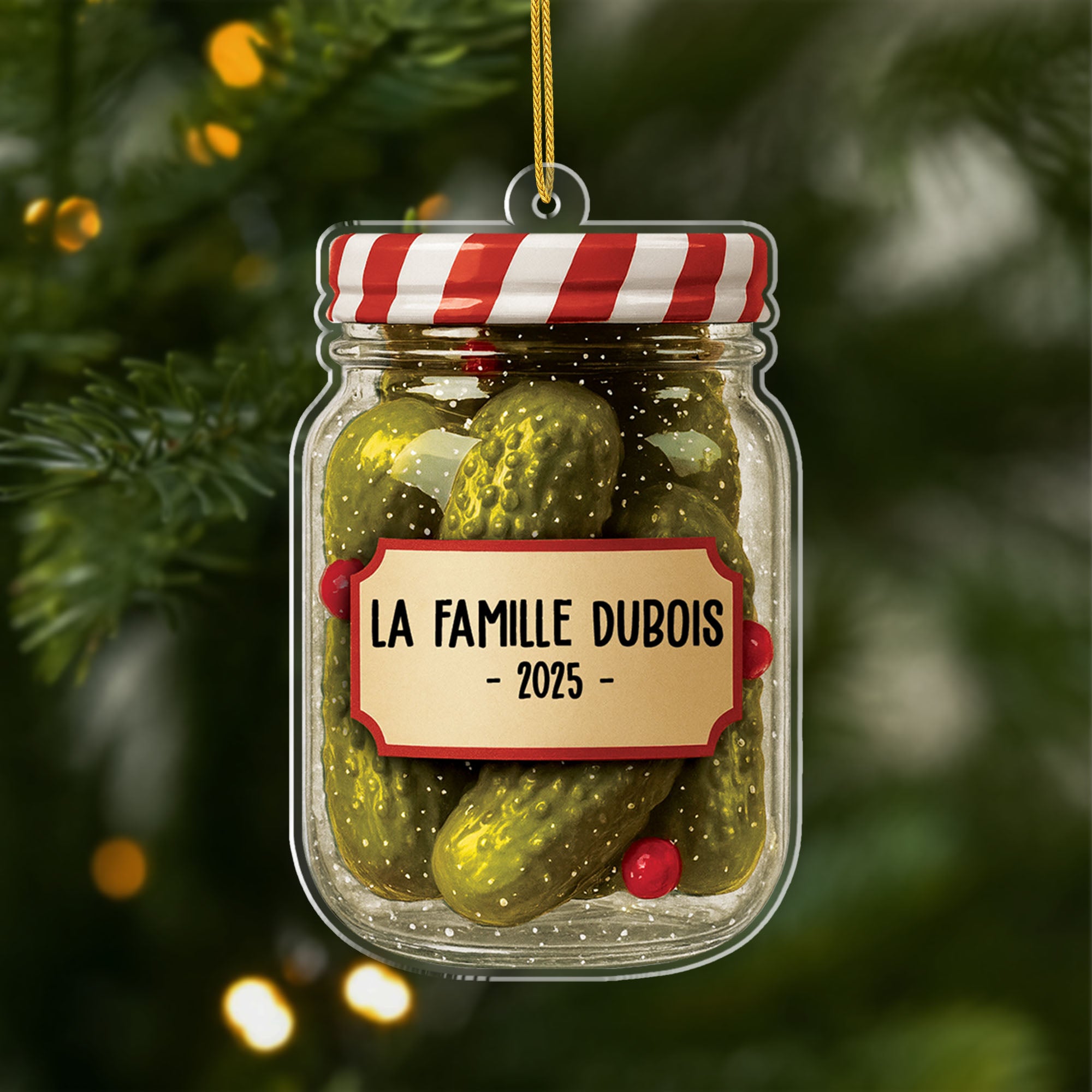 6181OFR1 effet dimpression 3d ornement noel acrylique personnalise famille pot de cornichons 6181okhqi