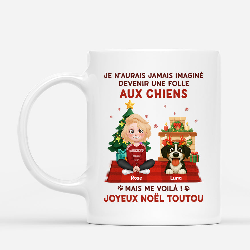6186MFR1 mug personnalise noel devenir une folle aux chiens 6186mtlzc_1