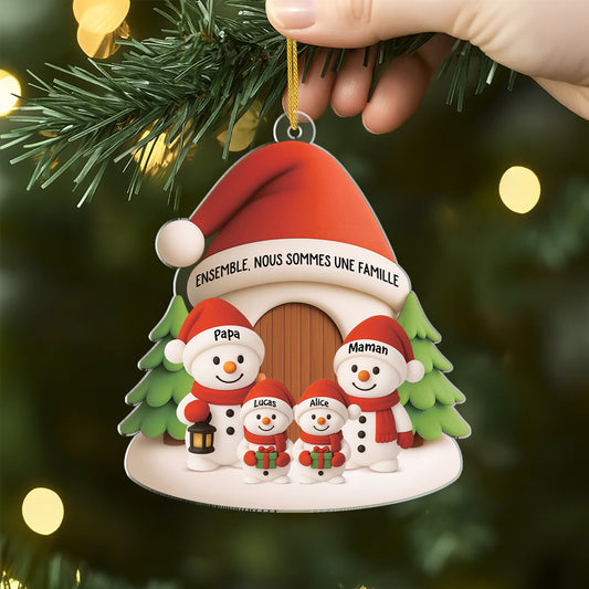 6187OFR2 effet dimpression 3d ornement noel acrylique personnalise famille joli bonhomme de neige 6187oklni_1