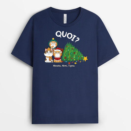 6195AFR2 t shirt personnalise chat et sapin de noel 6195atvcd