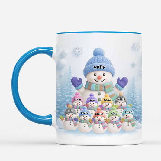 6206MFR1 mug personnalise mamie papy bonhomme de neige avec petit enfant 6206m3laa_1