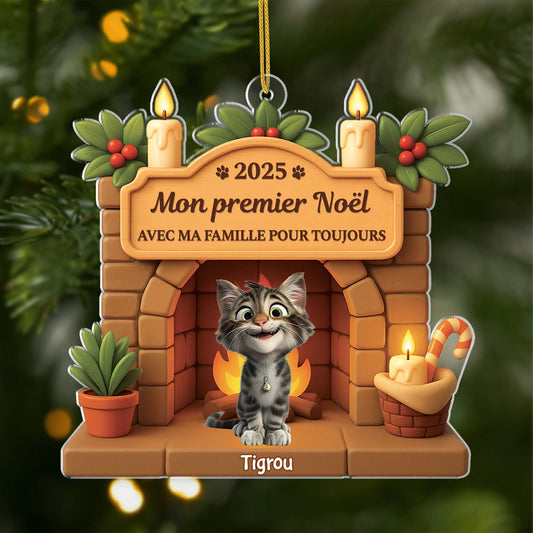 6225OFR1 effet dimpression 3d ornement acrylique personnalise premier noel chat avec ma famille pour toujours 6225o8ttd