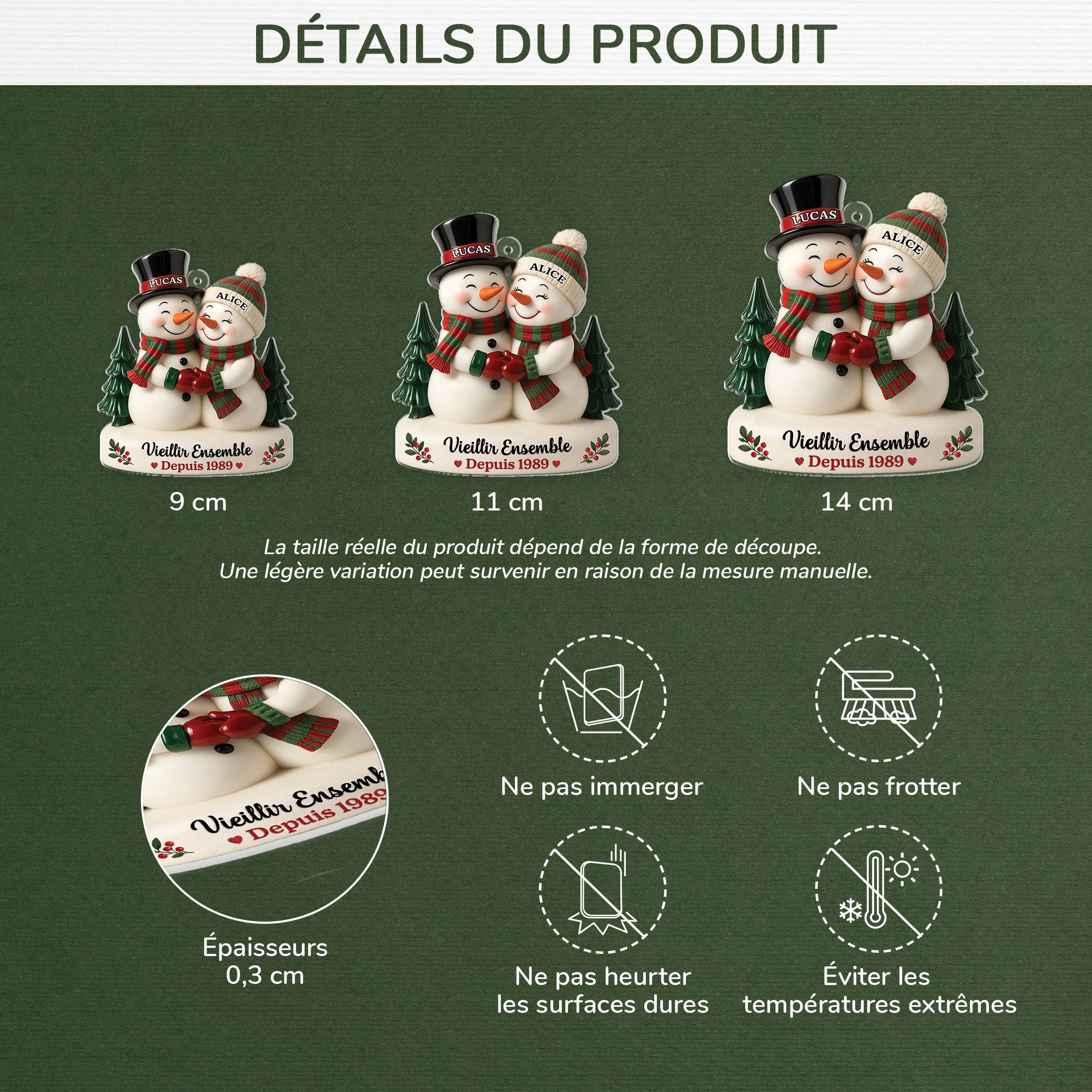 6227OFR3 effet dimpression 3d ornement noel acrylique personnalise vieillir ensemble joli couple 6227o