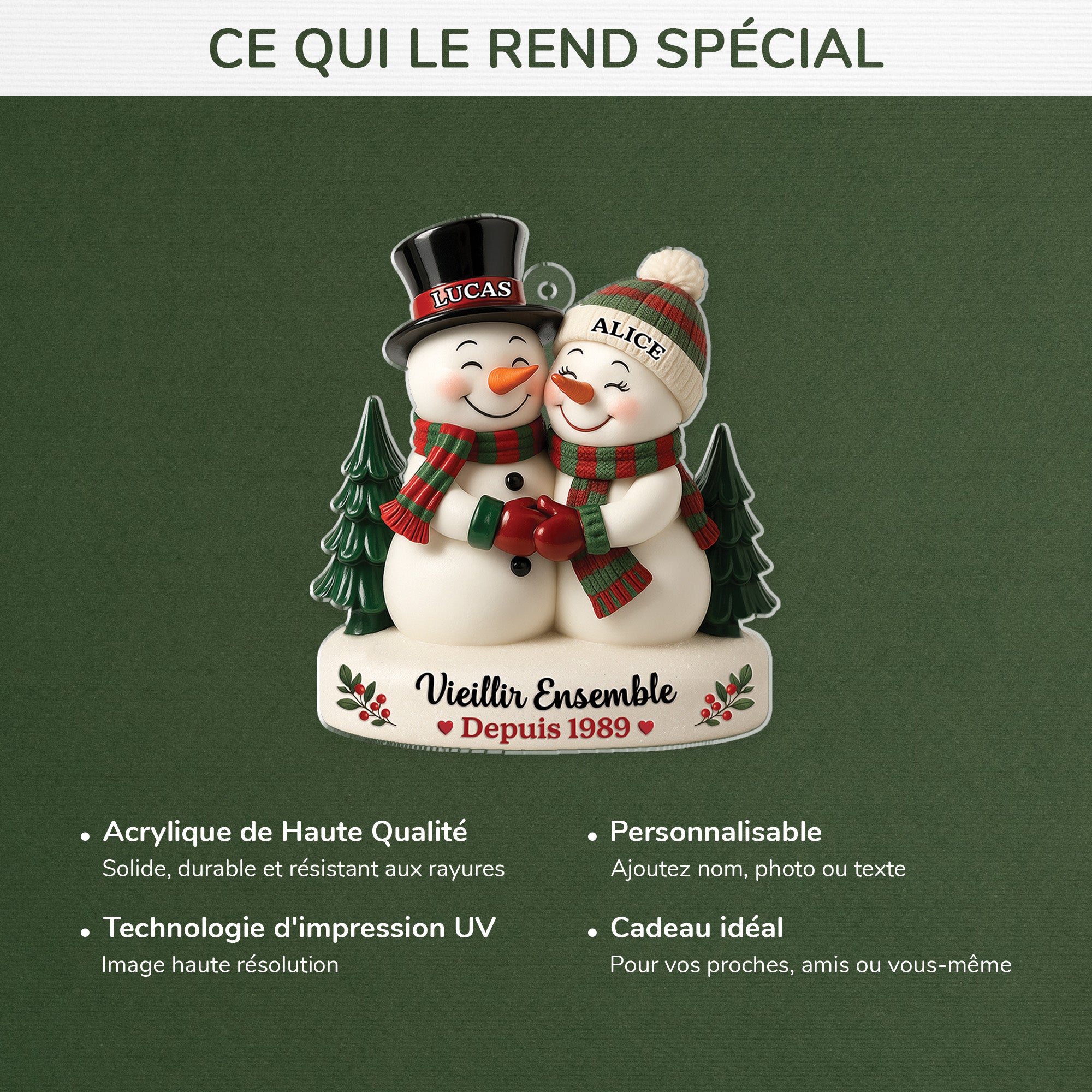 6227OFR4 effet dimpression 3d ornement noel acrylique personnalise vieillir ensemble joli couple 6227o